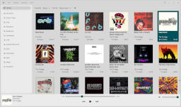 Ethereal Waves music player grid view in light mode